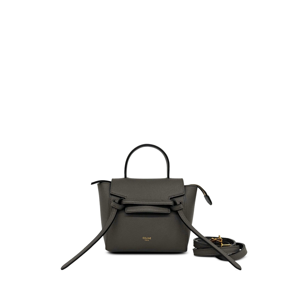 Celine Pico Grained Calfskin Belt Bag — Gray