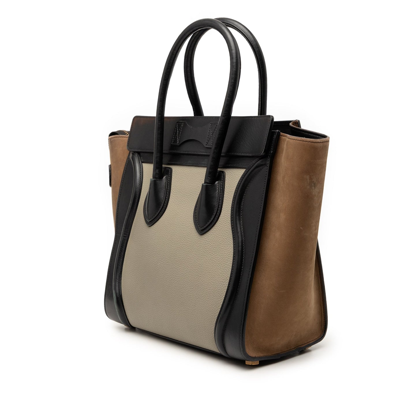 Micro Tricolor Nubuck and Calfskin Luggage Tote