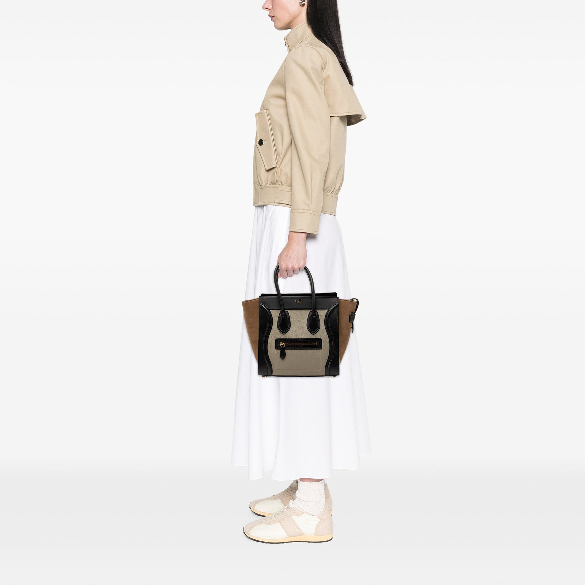 Micro Tricolor Nubuck and Calfskin Luggage Tote