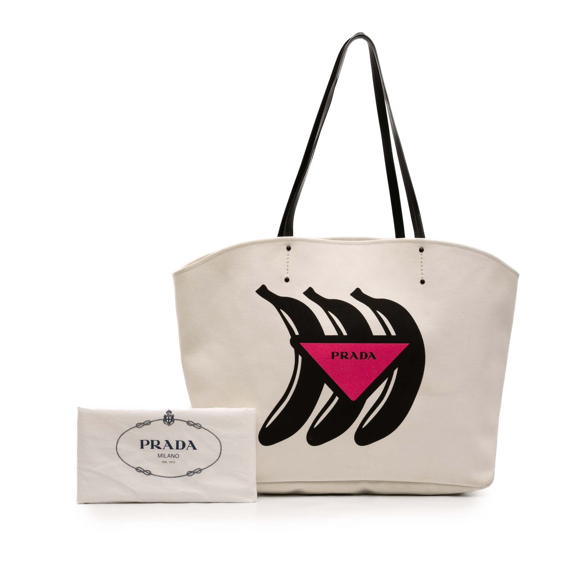 Prada Canvas Canapa Printed Banana Tote