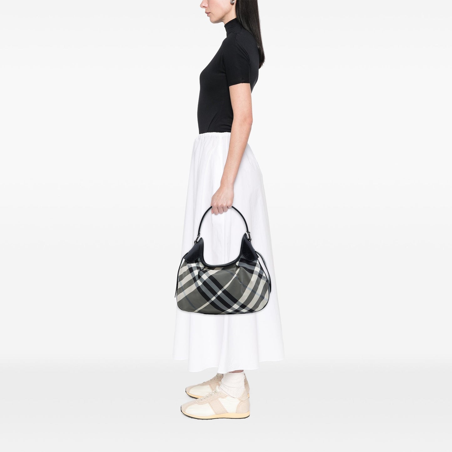 Burberry Beat Check Nylon Brooklyn Hobo