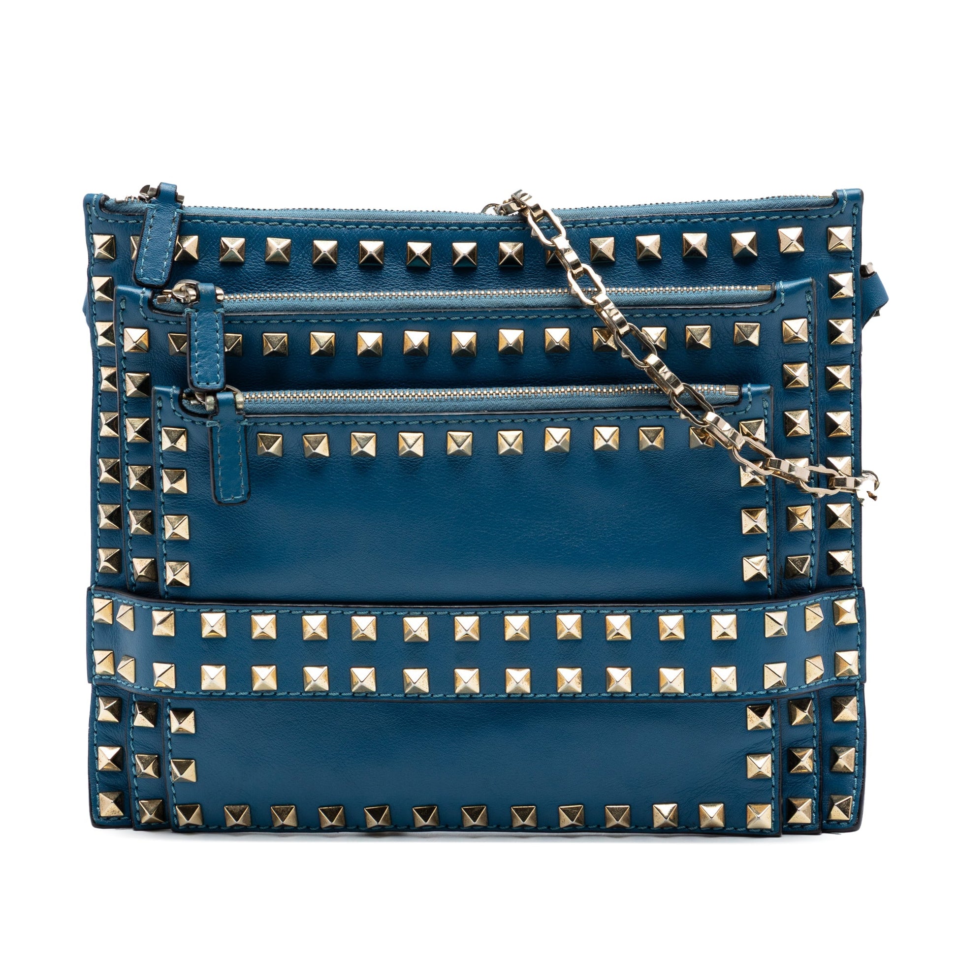 Valentino Leather Rockstud Triple Zip Crossbody