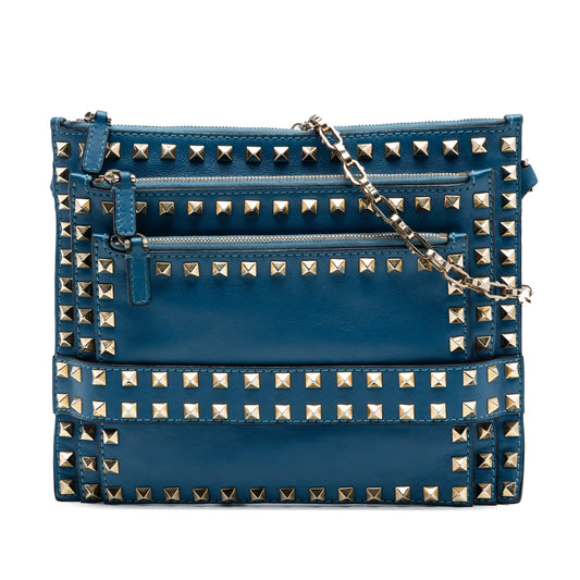 Valentino Leather Rockstud Triple Zip Crossbody