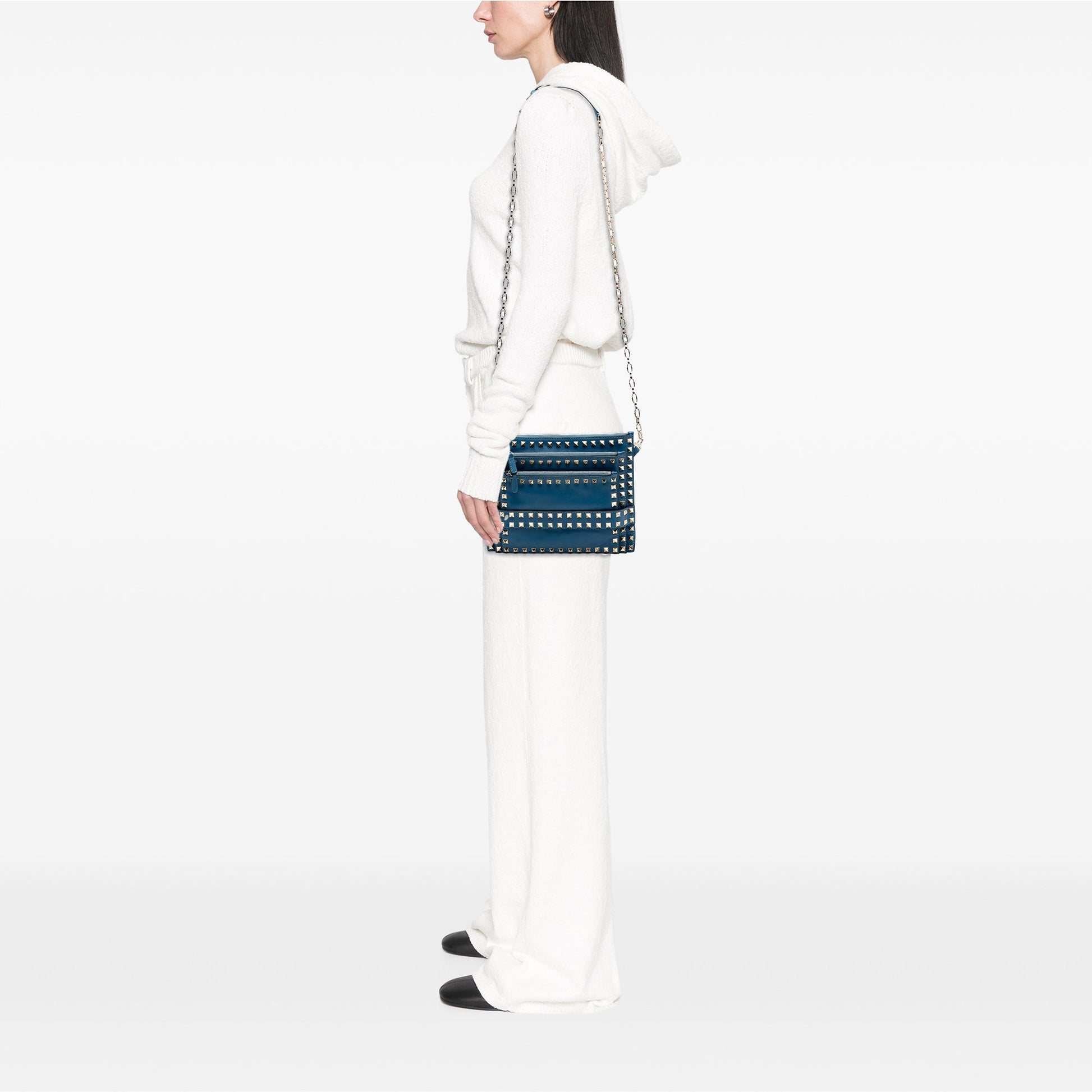 Valentino Leather Rockstud Triple Zip Crossbody