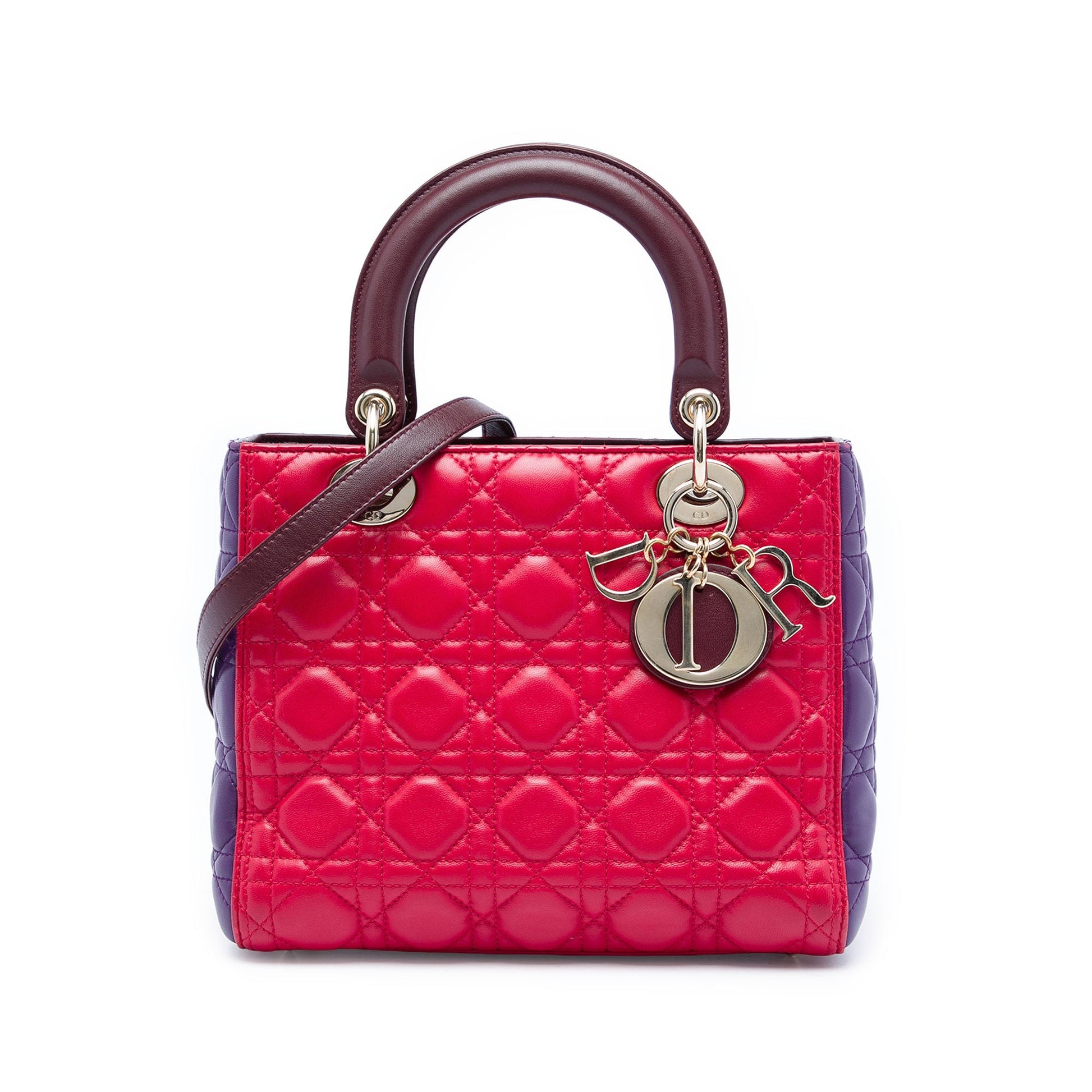 Dior Medium Tricolor Lambskin Cannage Lady Dior