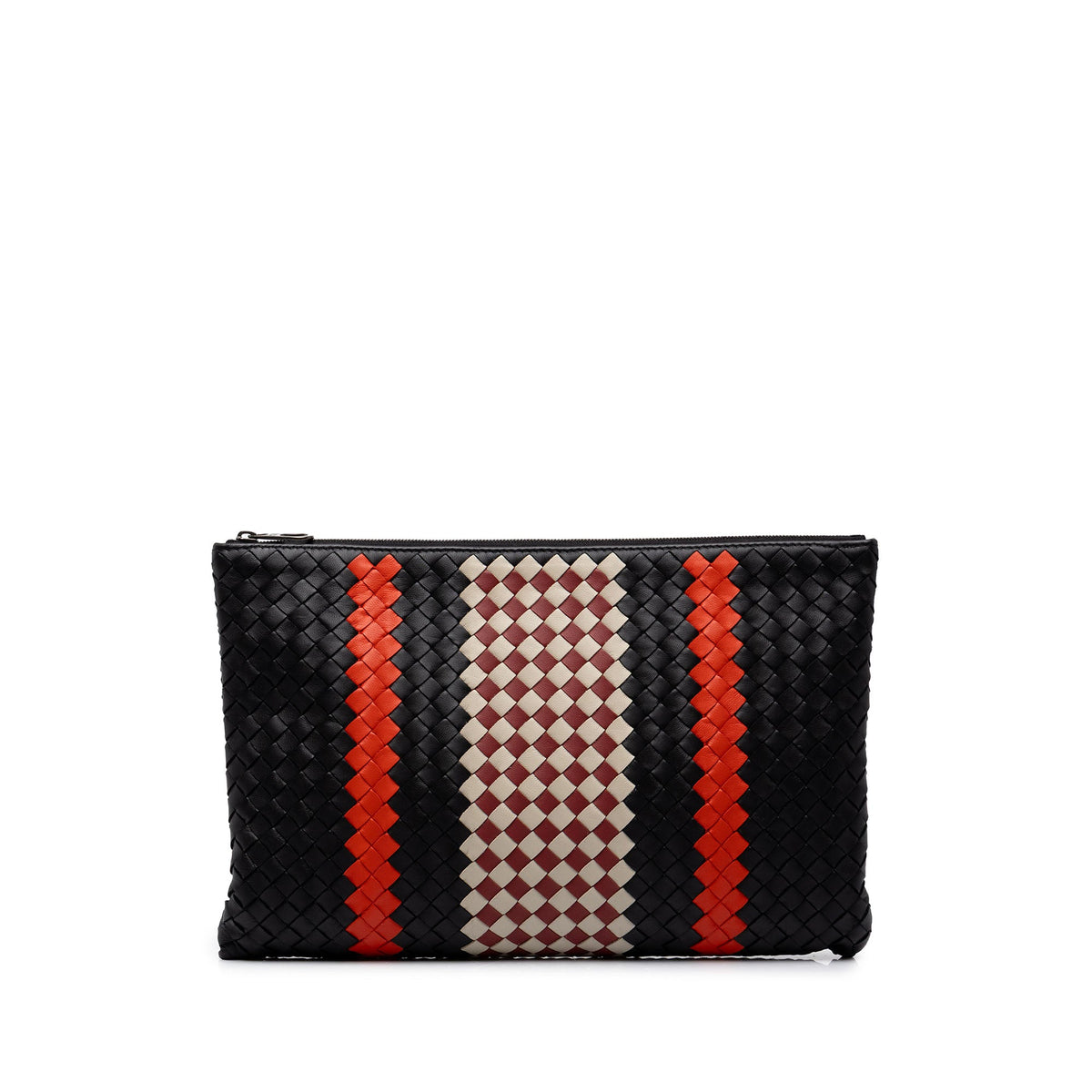 Bottega Veneta Multicolor Nappa Intrecciato Clutch — Black