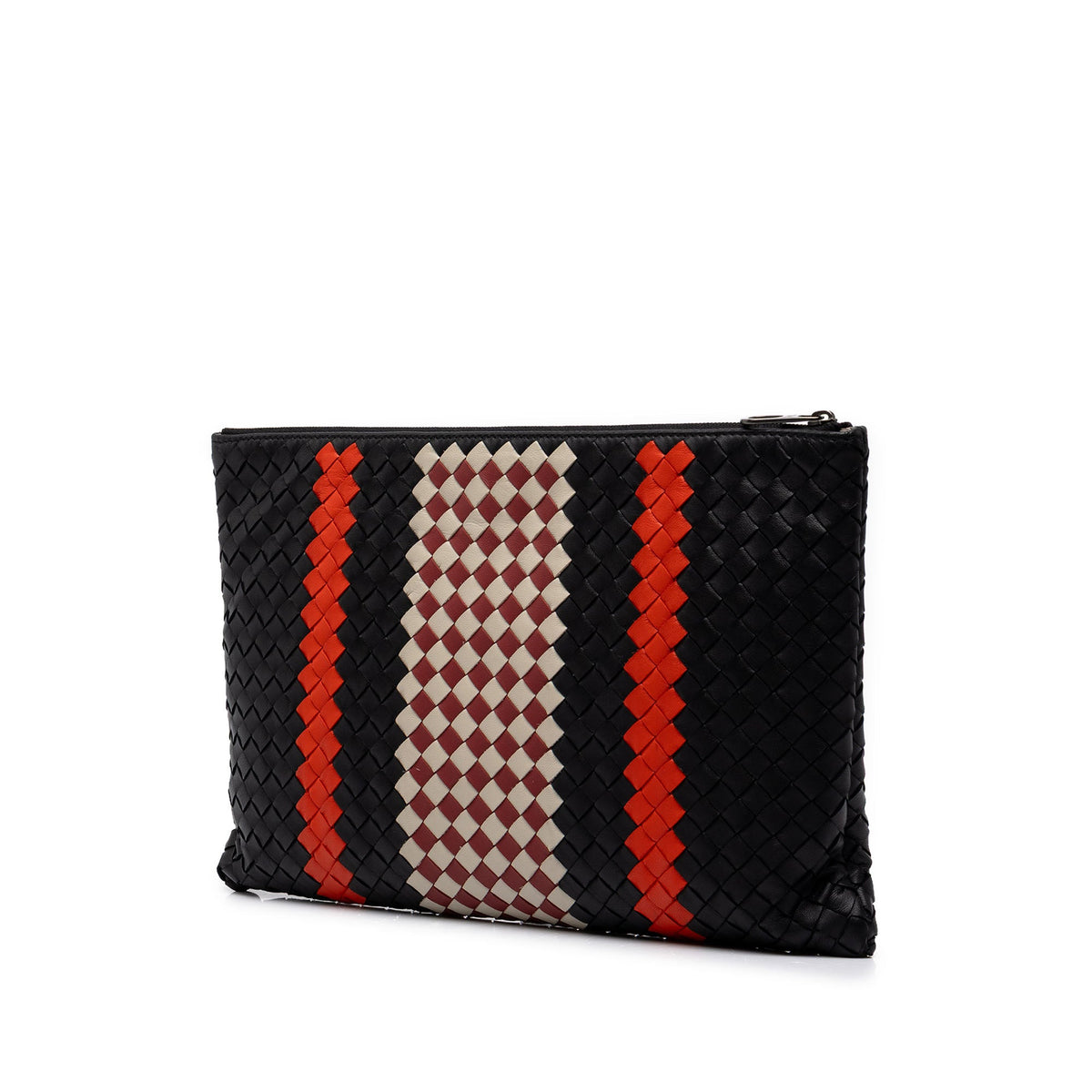 Bottega Veneta Multicolor Nappa Intrecciato Clutch — Black