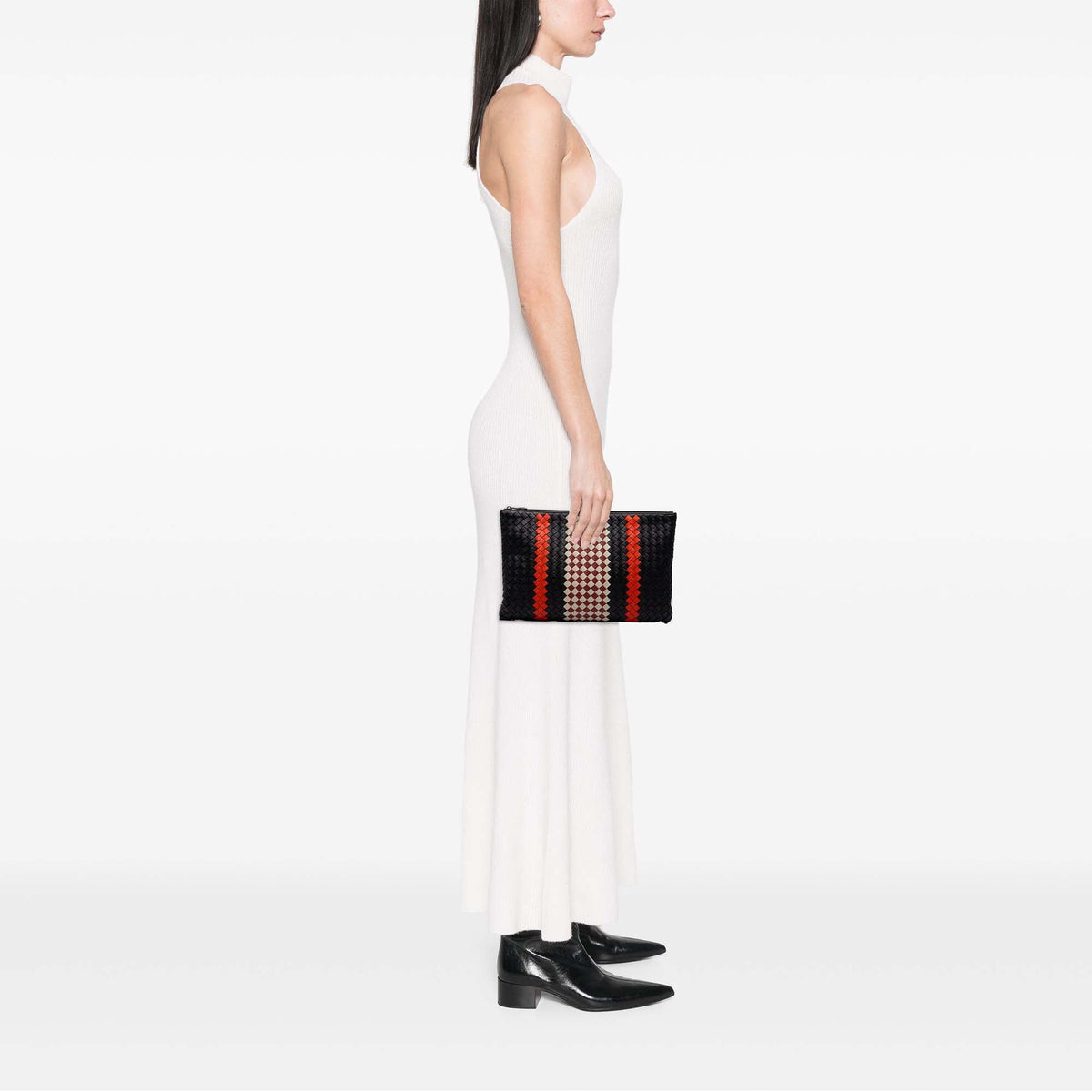 Bottega Veneta Multicolor Nappa Intrecciato Clutch — Black