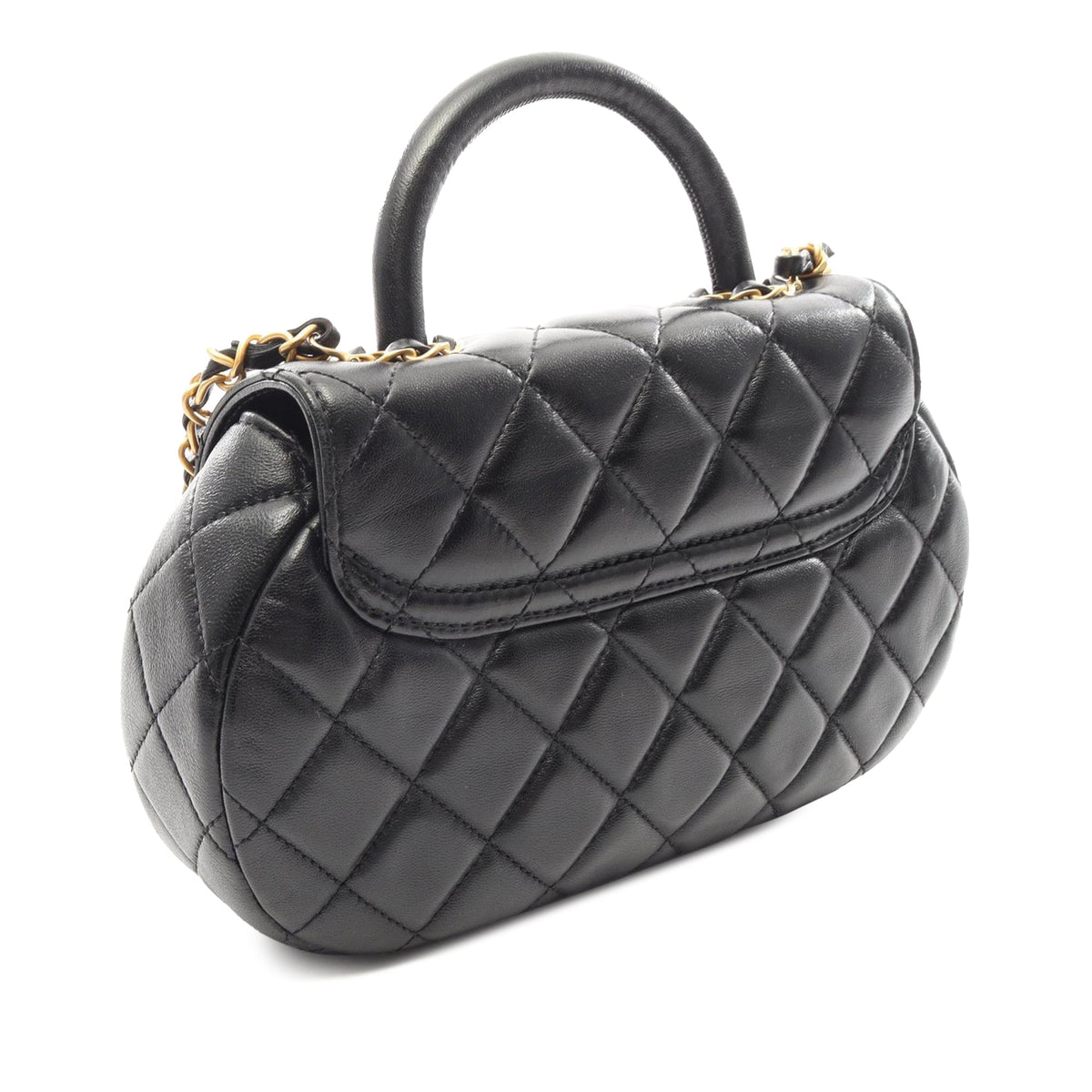 Chanel CC Quilted Lambskin Top Handle Bag — Black