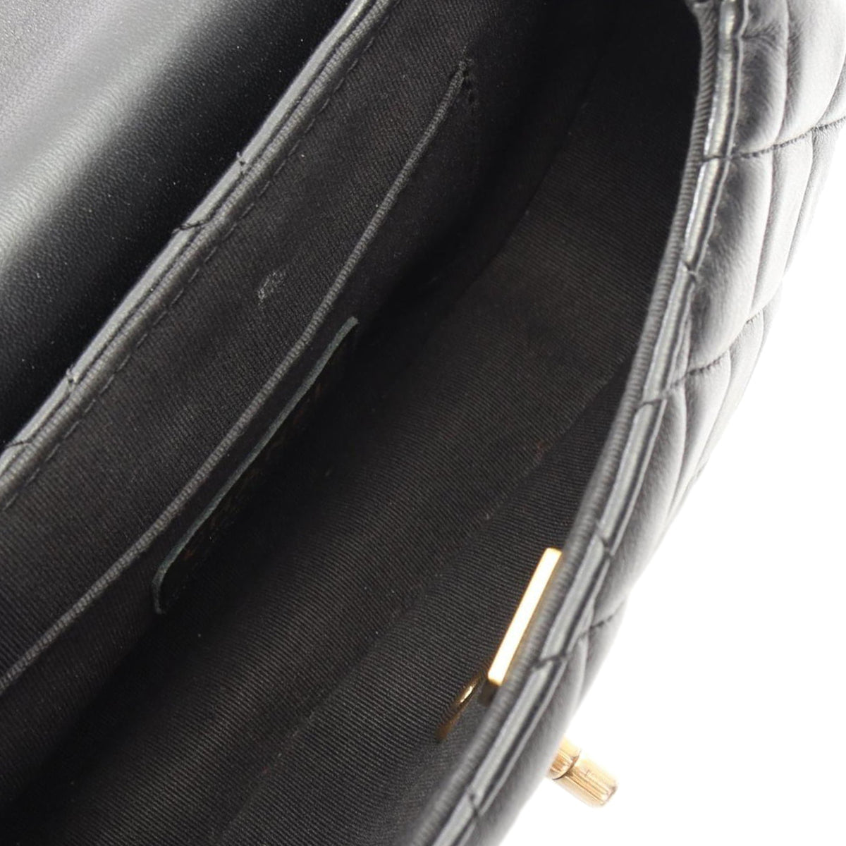 Chanel CC Quilted Lambskin Top Handle Bag — Black