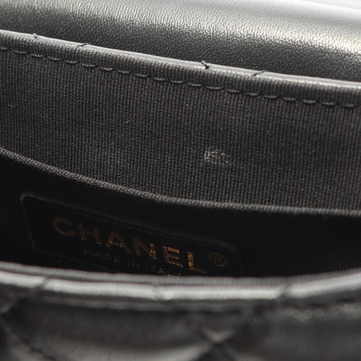 Chanel CC Quilted Lambskin Top Handle Bag — Black