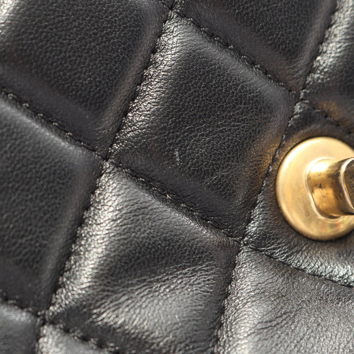 Chanel CC Quilted Lambskin Top Handle Bag — Black