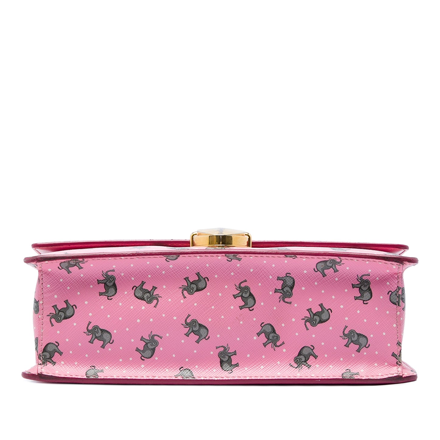 Prada Saffiano Elephant Print Push Lock Crossbody