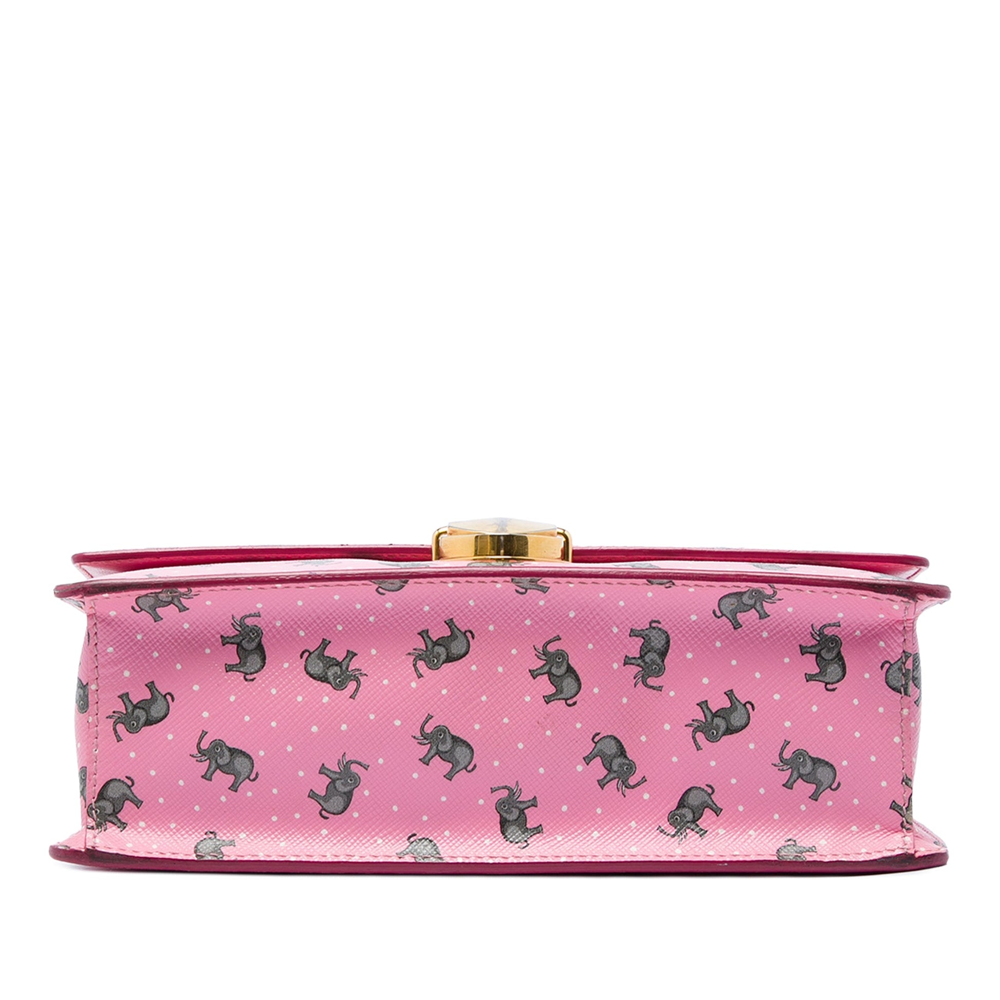 Prada Saffiano Elephant Print Push Lock Crossbody