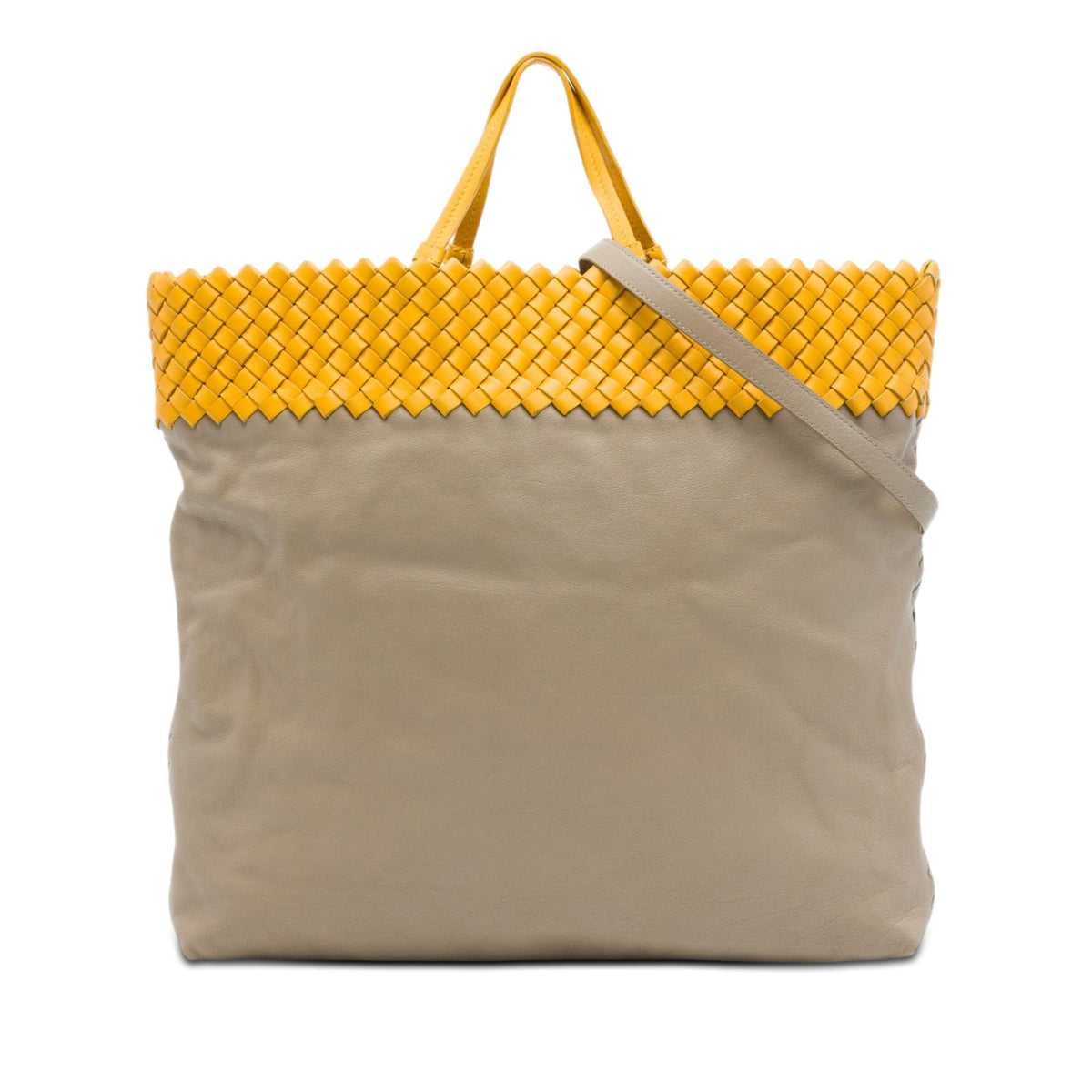 Bottega Veneta Intrecciato Trimmed Bicolor Nappa Satchel