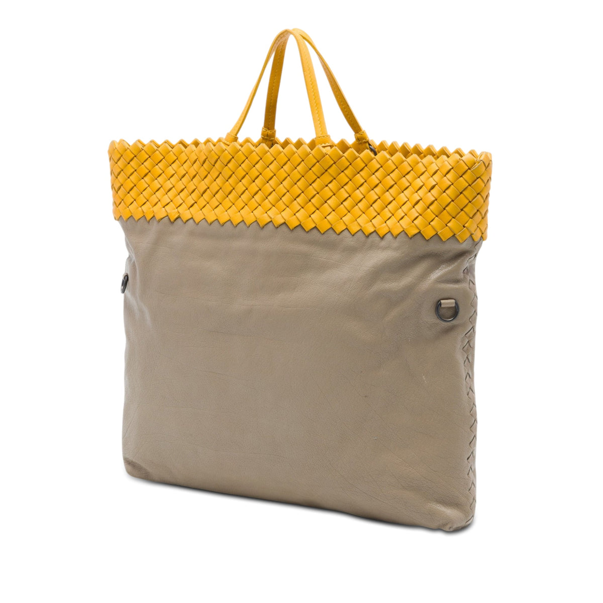 Bottega Veneta Intrecciato Trimmed Bicolor Nappa Satchel