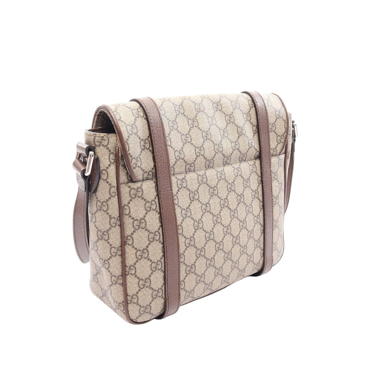 Gucci GG Supreme Textured Dollar Calfskin Retro Interlocking G Flap Messenger Bag