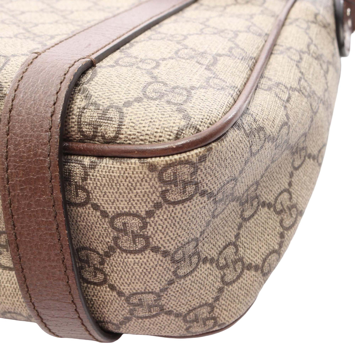 Gucci GG Supreme Textured Dollar Calfskin Retro Interlocking G Flap Messenger Bag