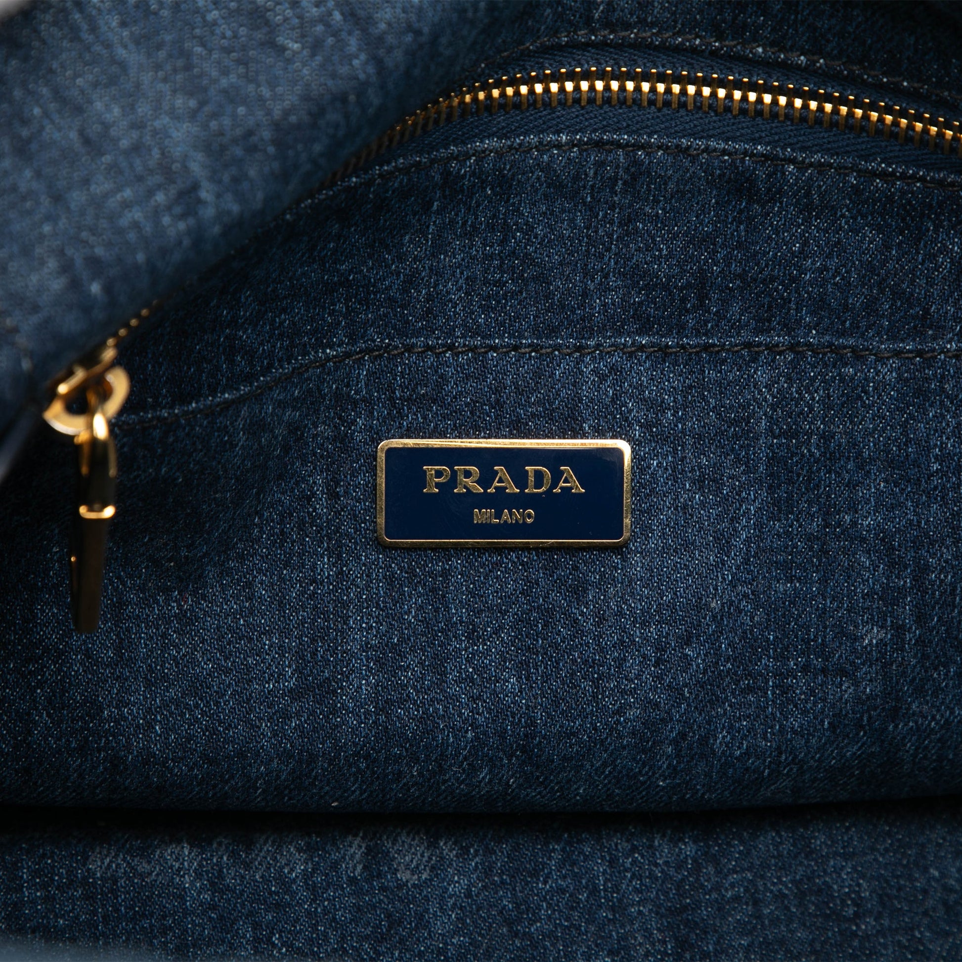 Prada Small Denim Canapa Logo Satchel