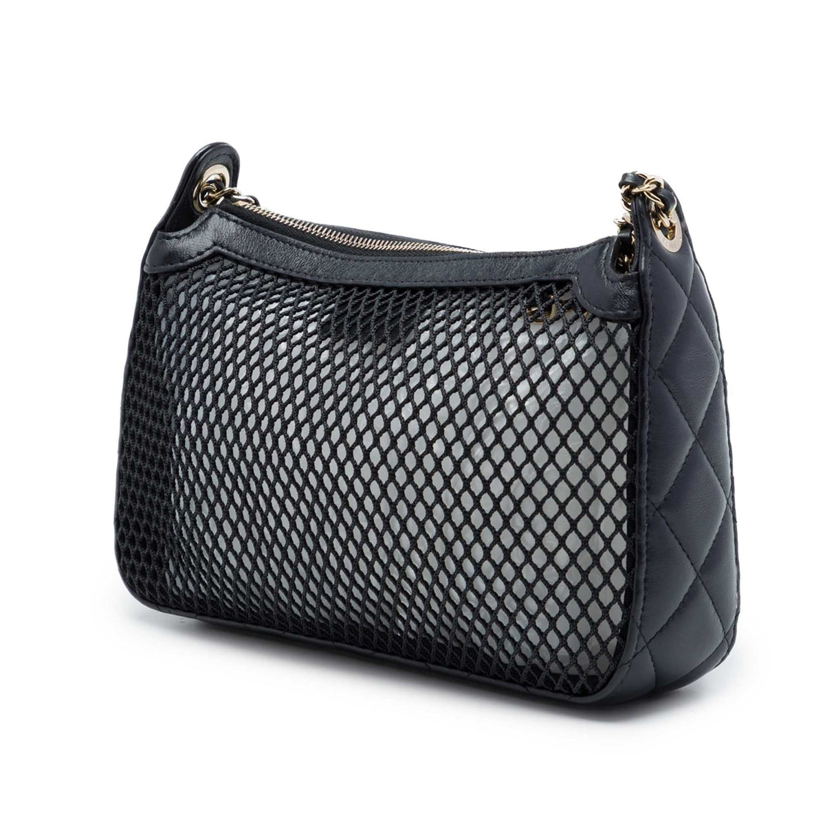 Chanel CC Mesh and Shiny Lambskin Clutch with Chain