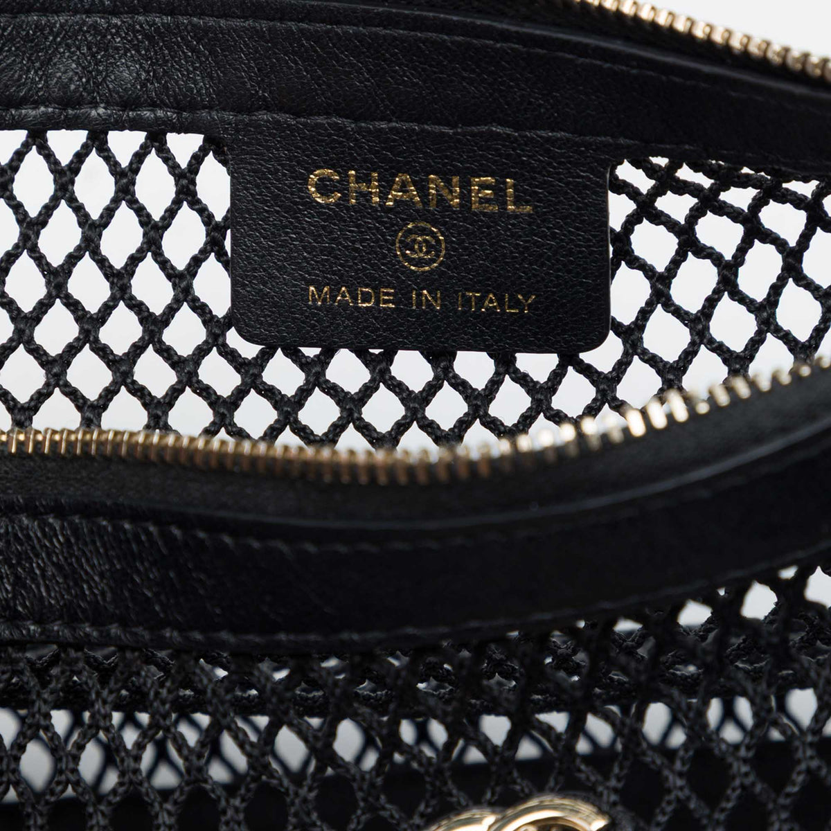 Chanel CC Mesh and Shiny Lambskin Clutch with Chain