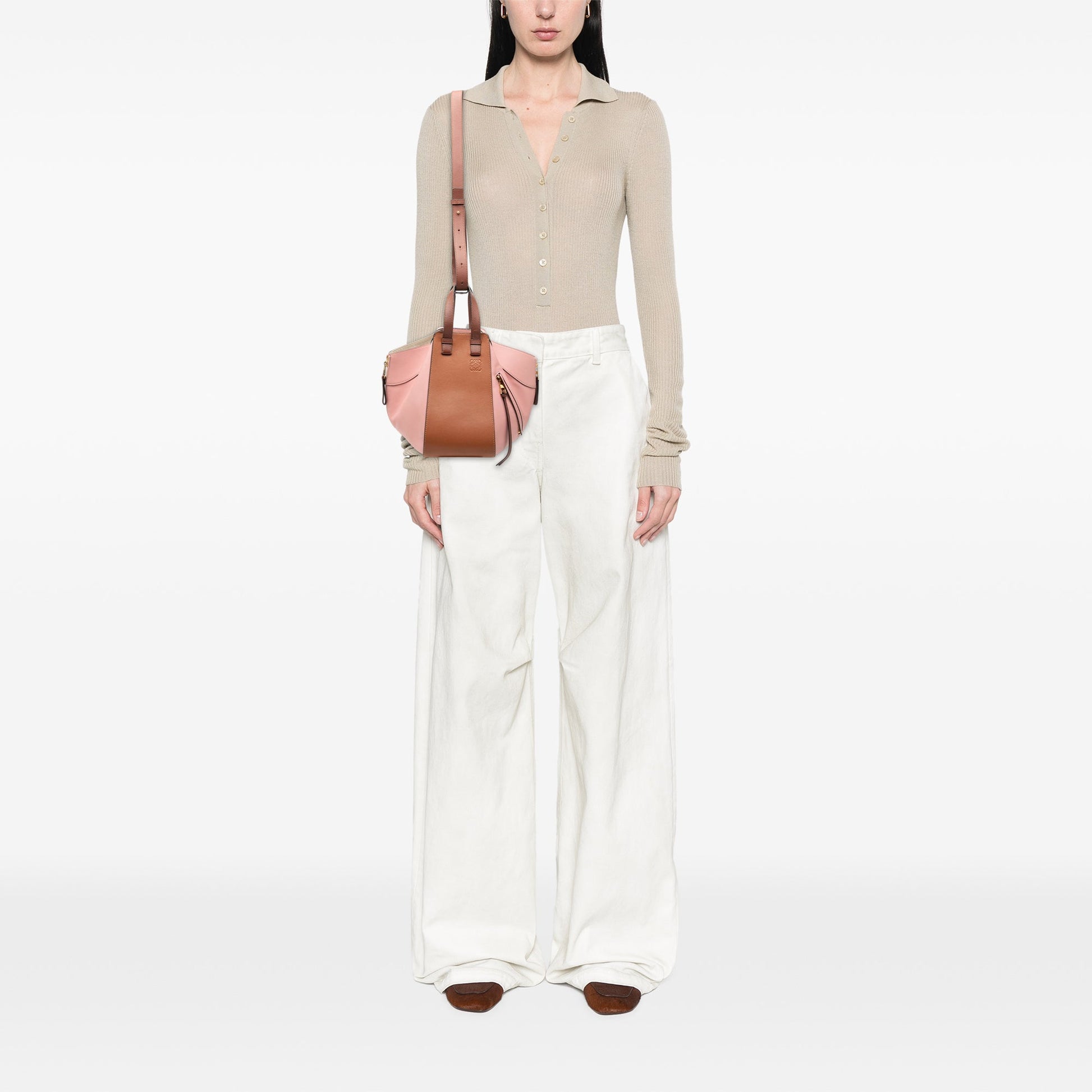 LOEWE Small Tricolor Leather Hammock Satchel