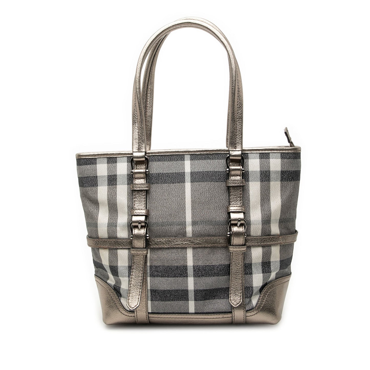 Burberry Small Shimmer Check Canvas Tote