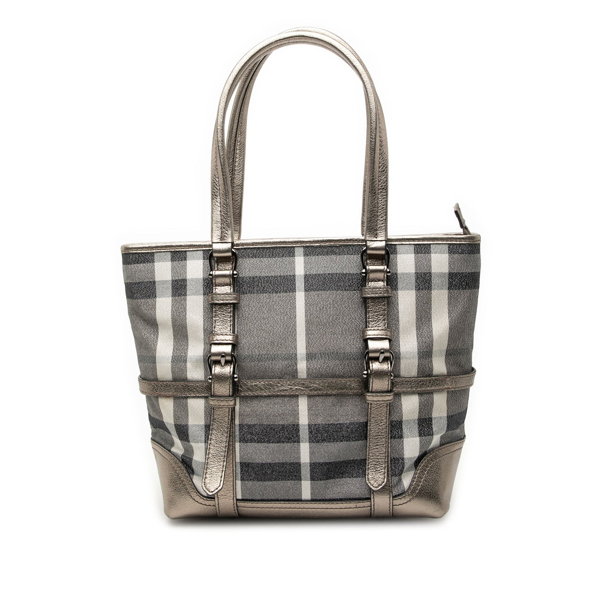 Burberry Small Shimmer Check Canvas Tote