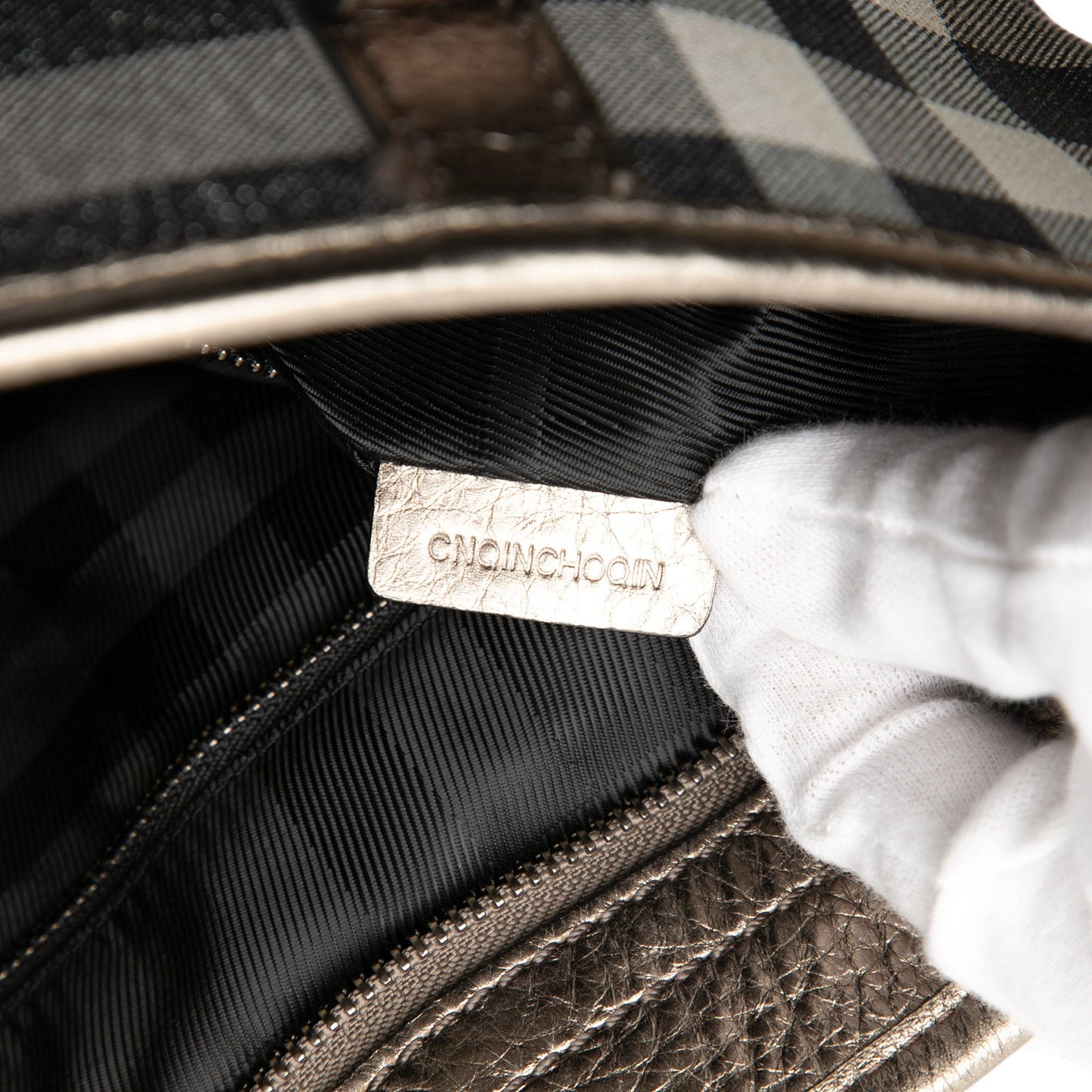 Burberry Small Shimmer Check Canvas Tote