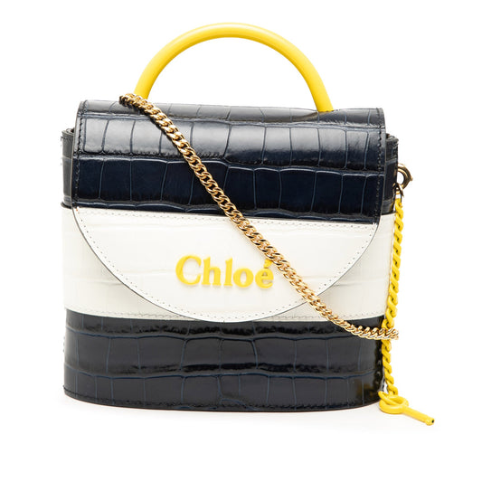 Chloé Tricolor Croc Embossed Leather Aby Lock Satchel