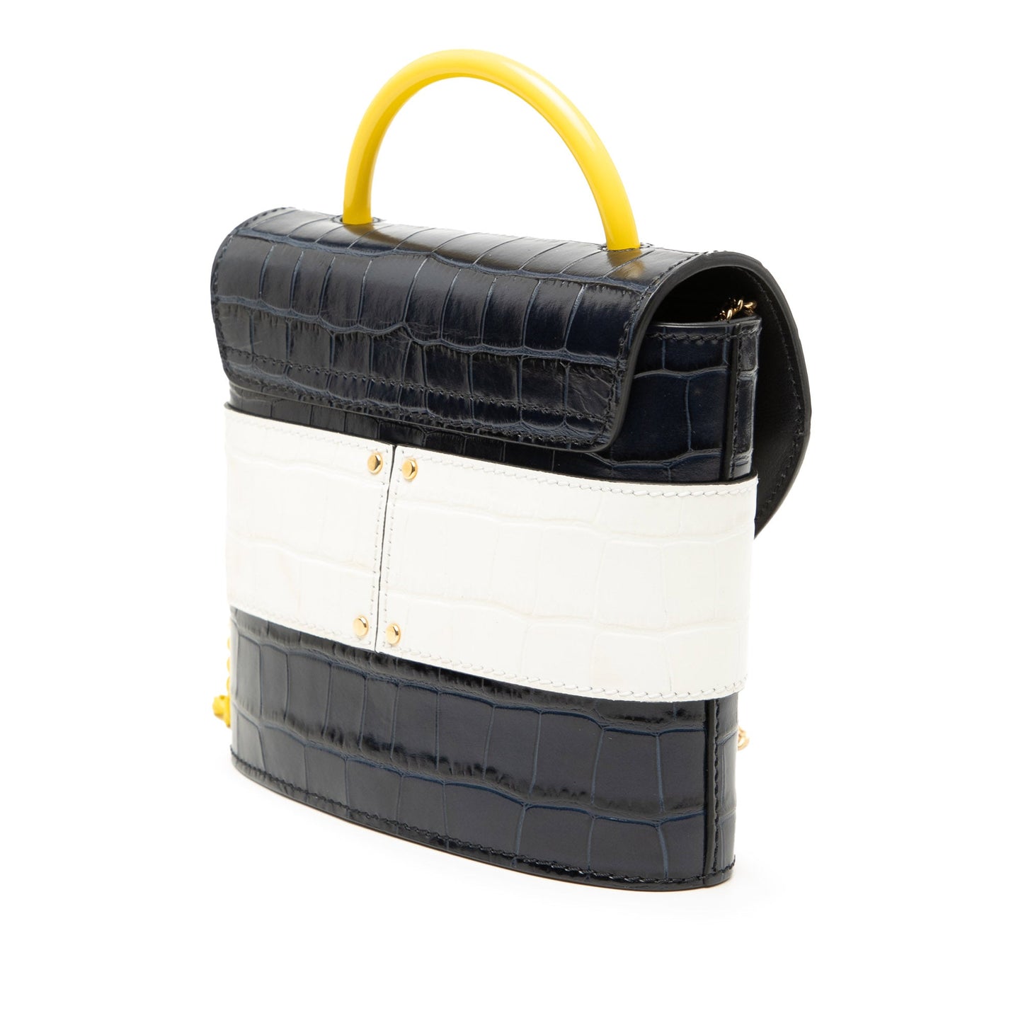 Chloé Tricolor Croc Embossed Leather Aby Lock Satchel