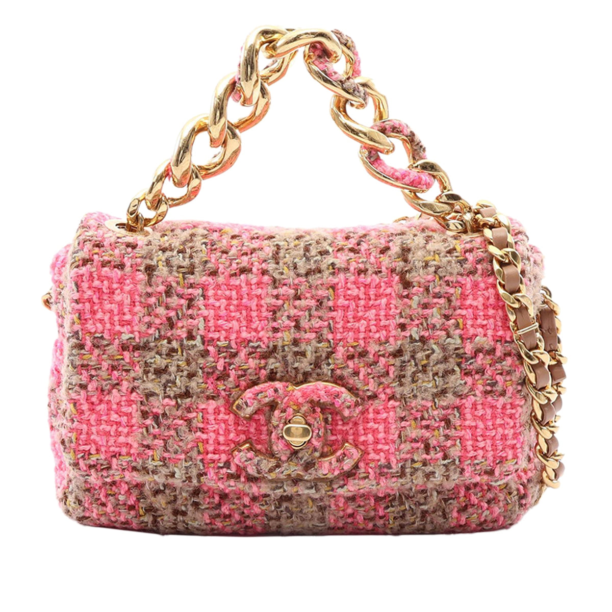 Chanel Mini Tweed Flap Satchel — Pink
