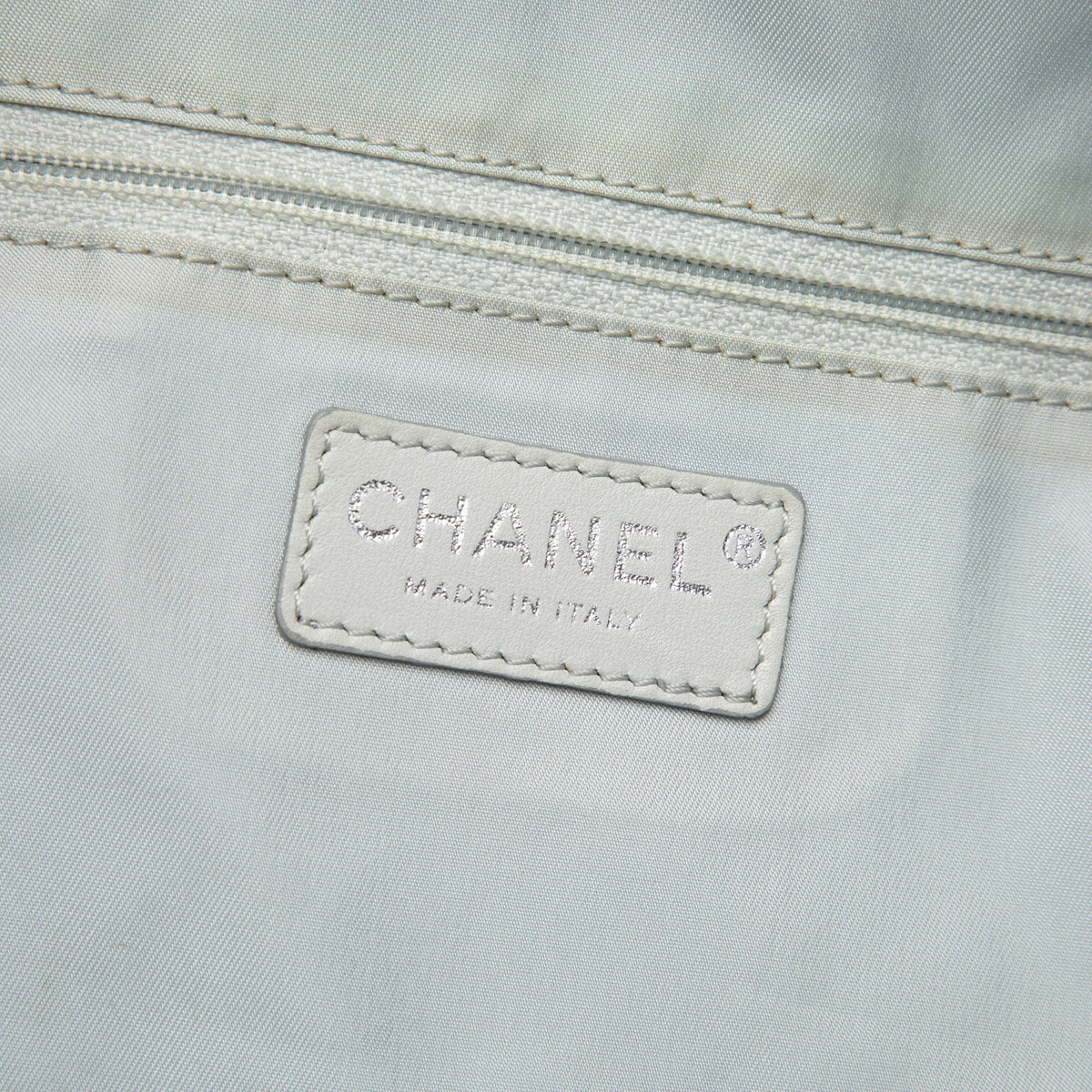 Chanel Medium Quilted Coated Canvas Paris Biarritz Tote — Silver