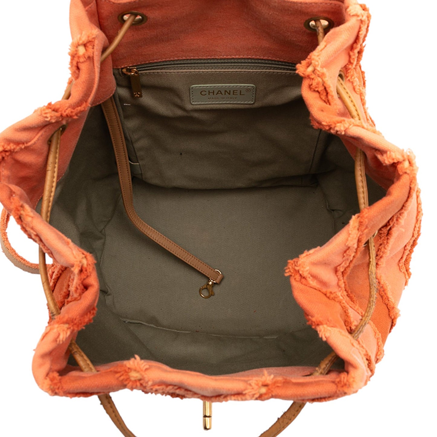Chanel Paris Cuba Chevron Canvas Twist Drawstring Backpack