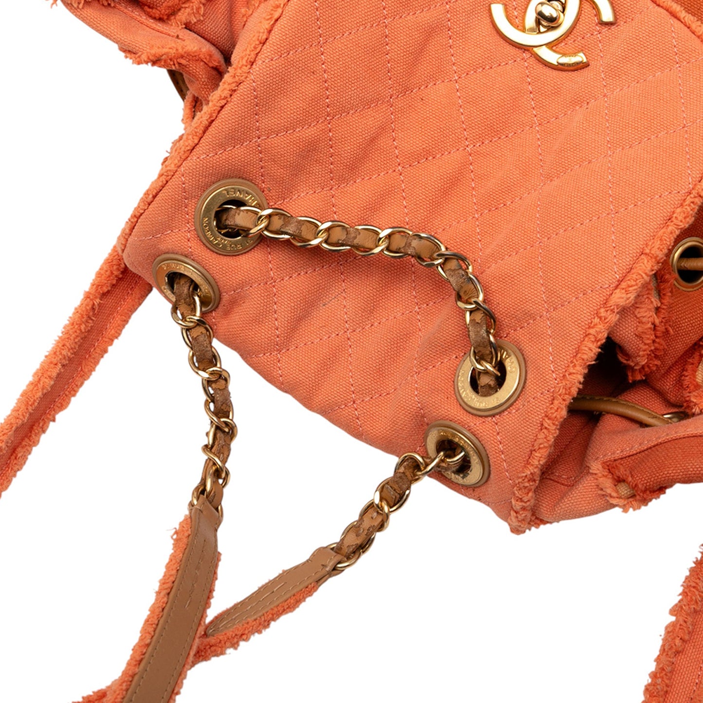 Chanel Paris Cuba Chevron Canvas Twist Drawstring Backpack