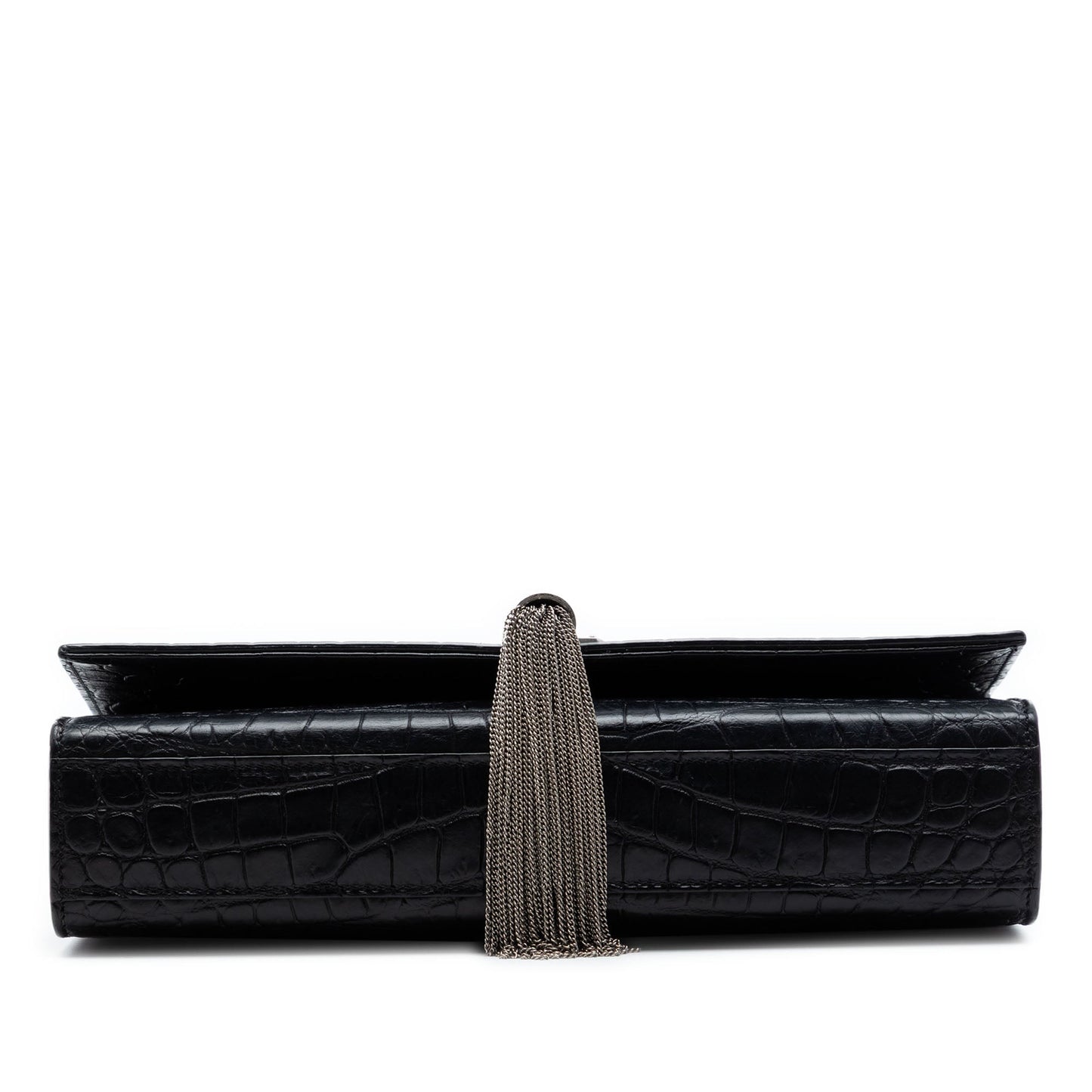 Saint Laurent Medium Croc Embossed Leather Kate Tassel Crossbody