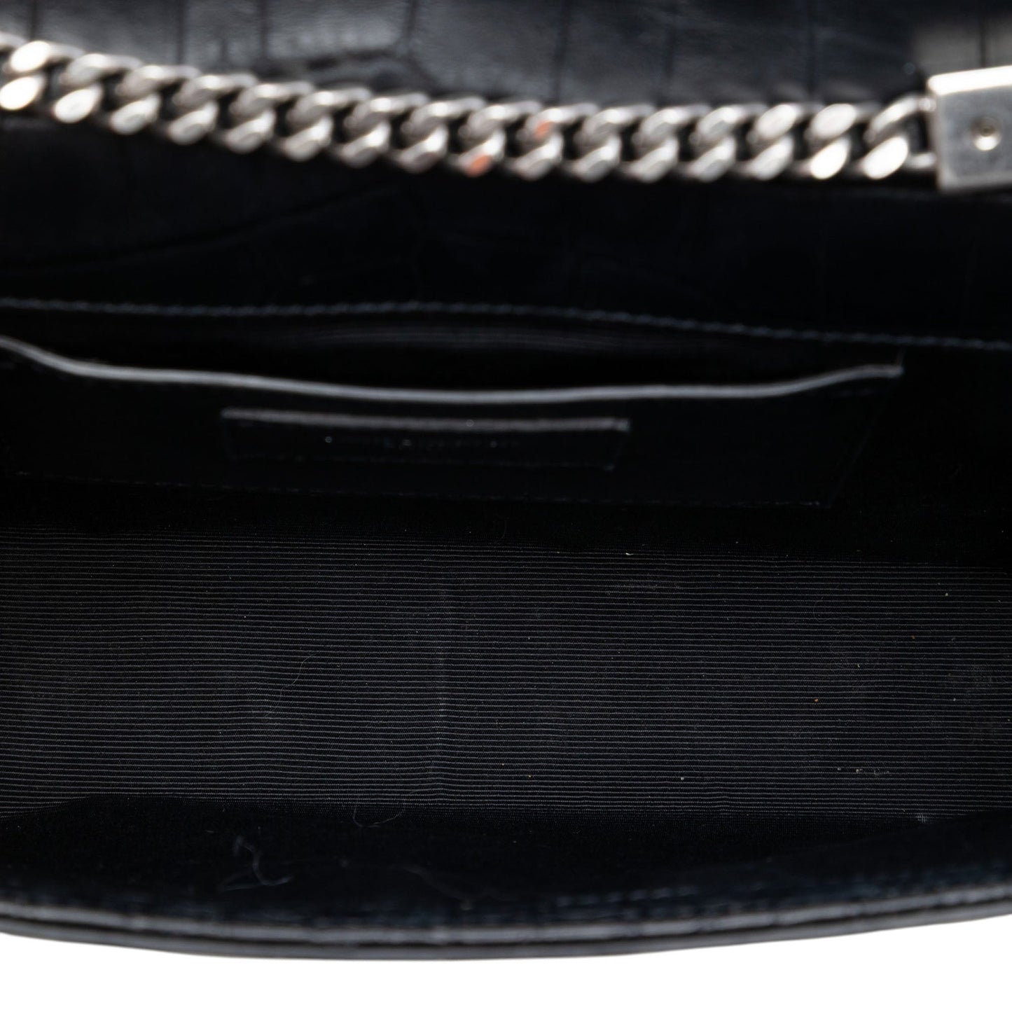 Saint Laurent Medium Croc Embossed Leather Kate Tassel Crossbody