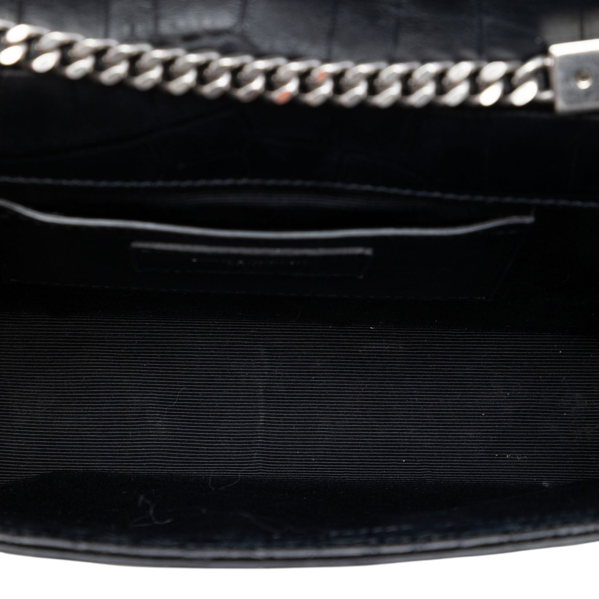 Saint Laurent Medium Croc Embossed Leather Kate Tassel Crossbody