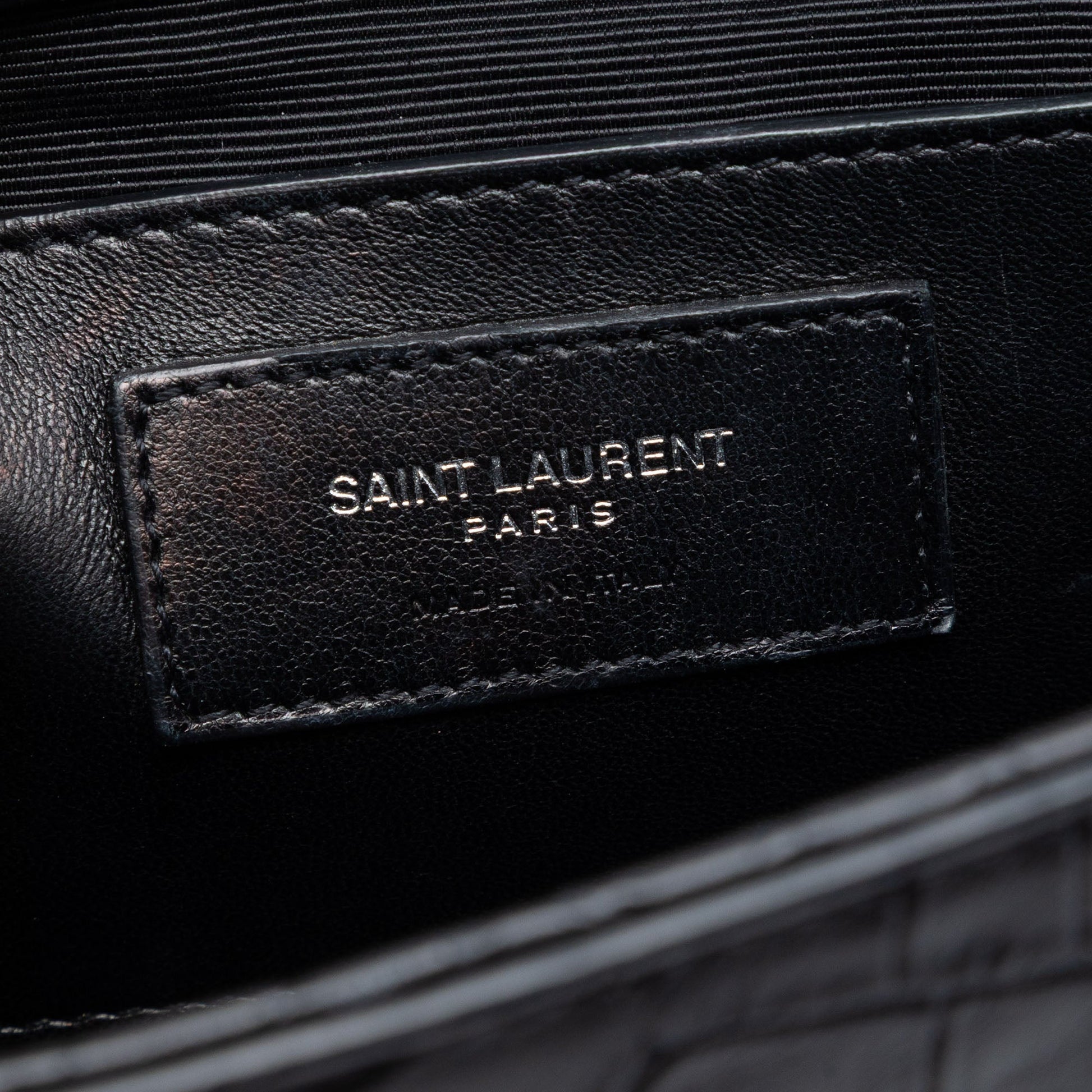 Saint Laurent Medium Croc Embossed Leather Kate Tassel Crossbody