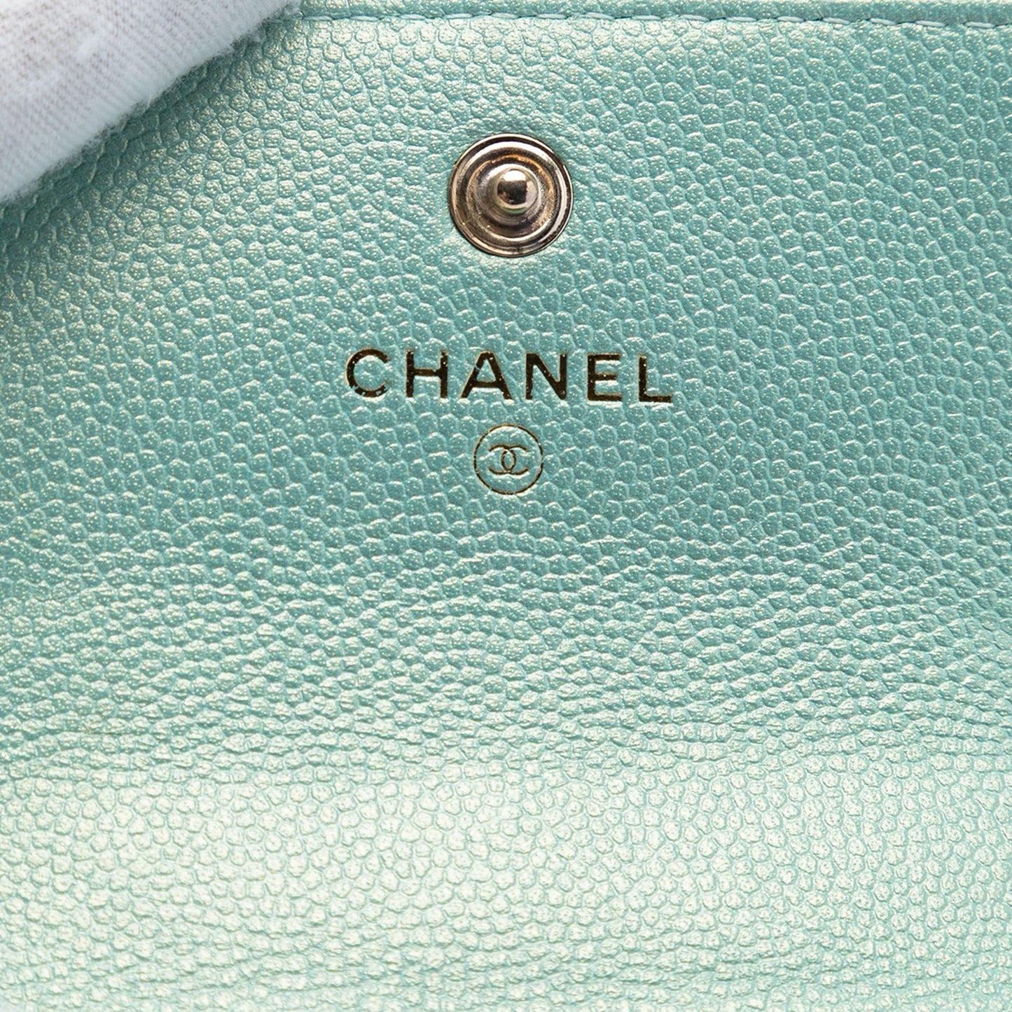 Chanel Iridescent Caviar Pearl On Top Coin Purse With Chain