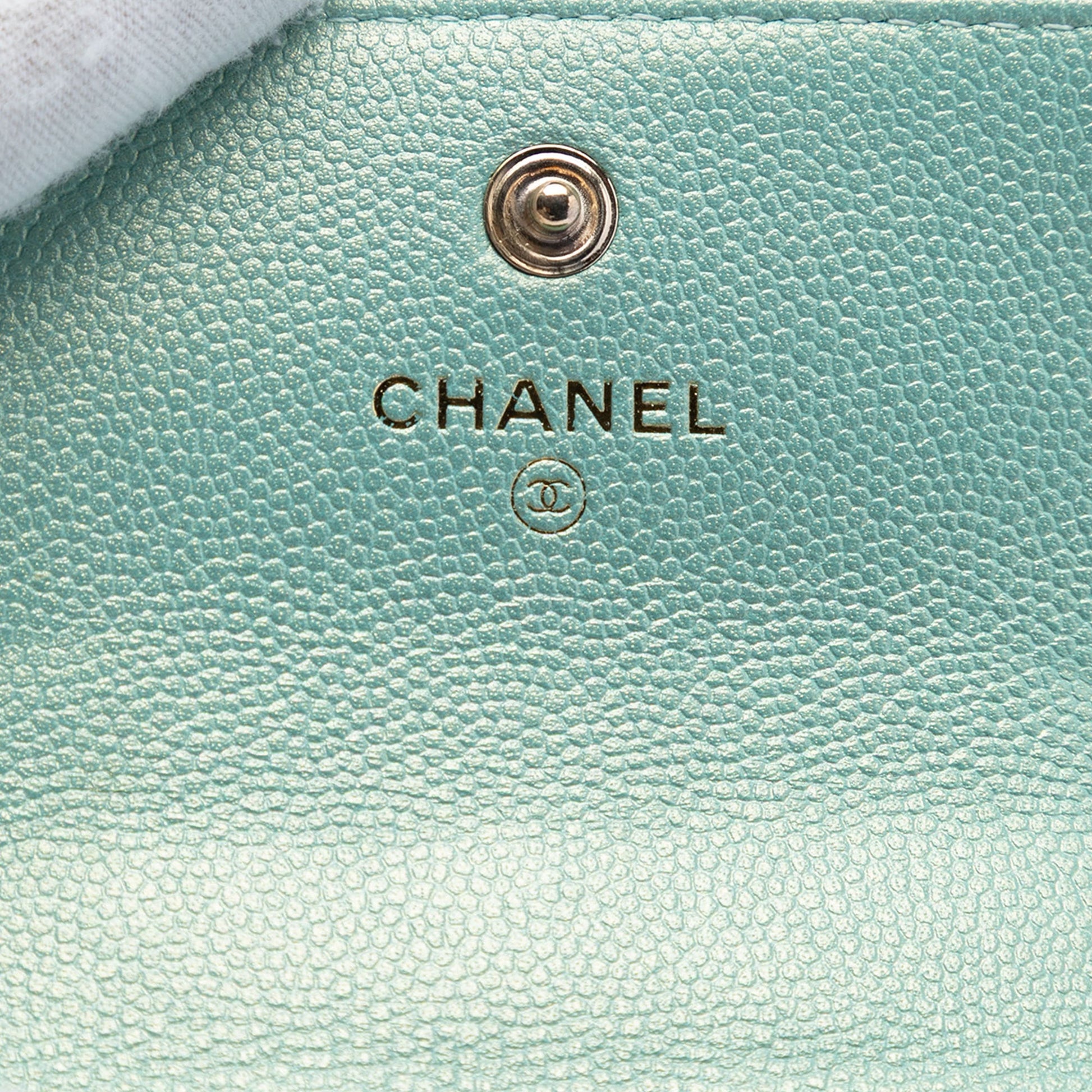 Chanel Iridescent Caviar Pearl On Top Coin Purse With Chain