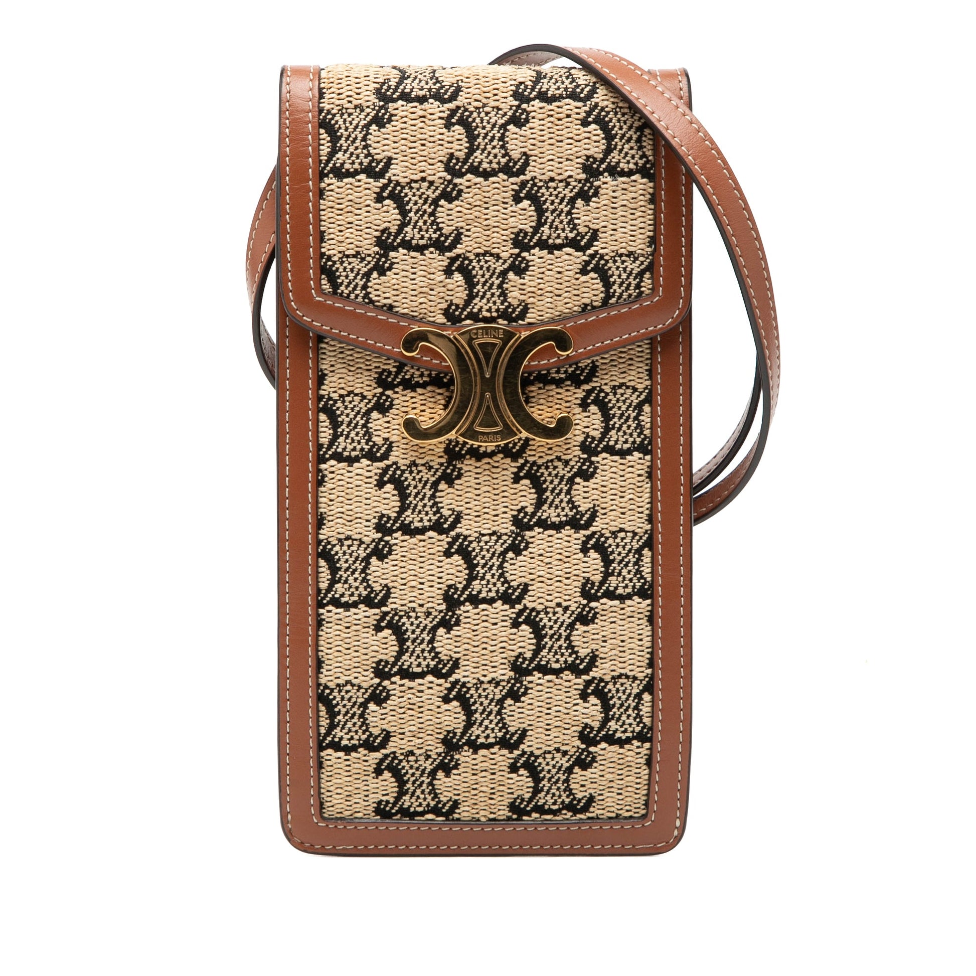 Celine Triomphe Textile Triomphe Phone Pouch Flap Crossbody