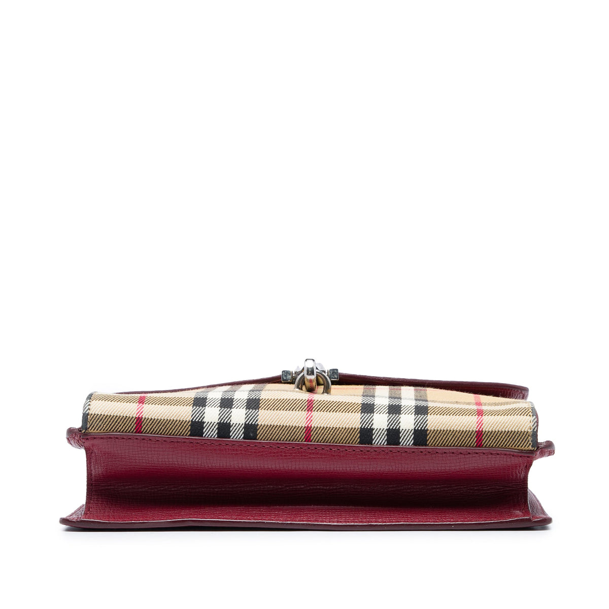 Burberry Small Leather and House Check Canvas Derby Macken Crossbody — Red