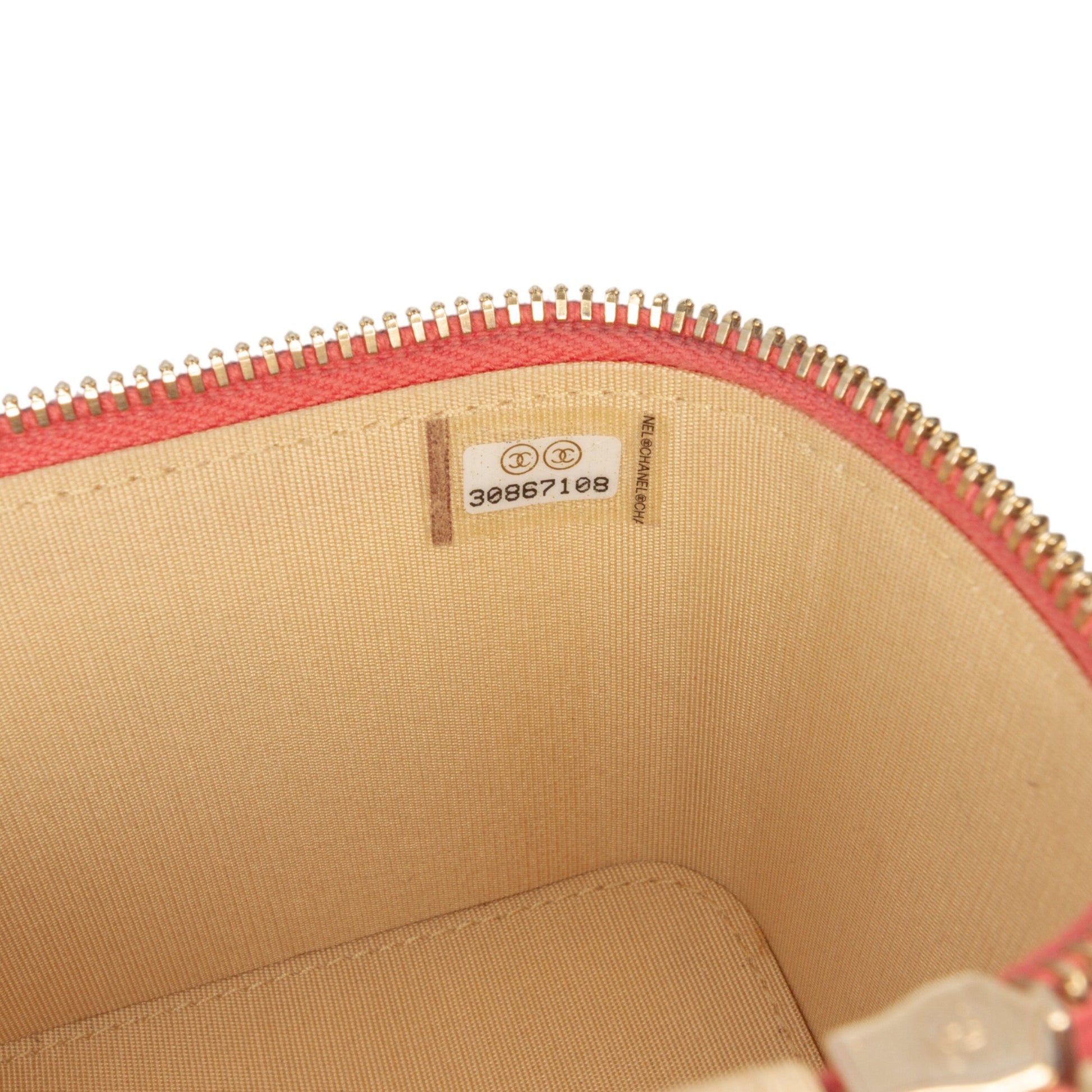 Chanel Mini Quilted Lambskin Pearl Crush Vanity Case With Chain