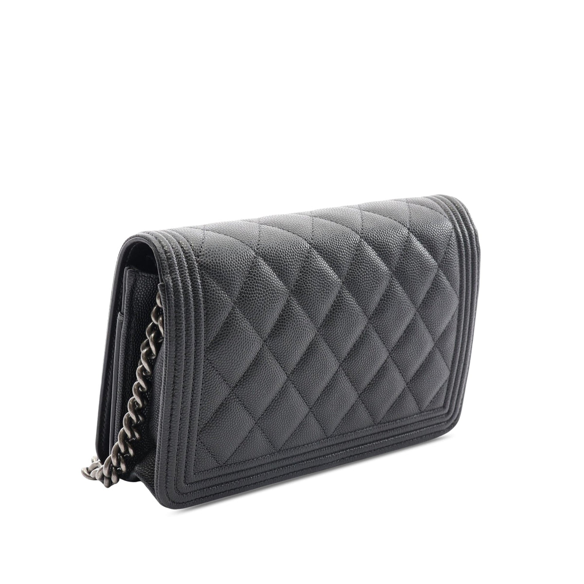 Chanel Quilted Caviar Boy Wallet on Chain — Black