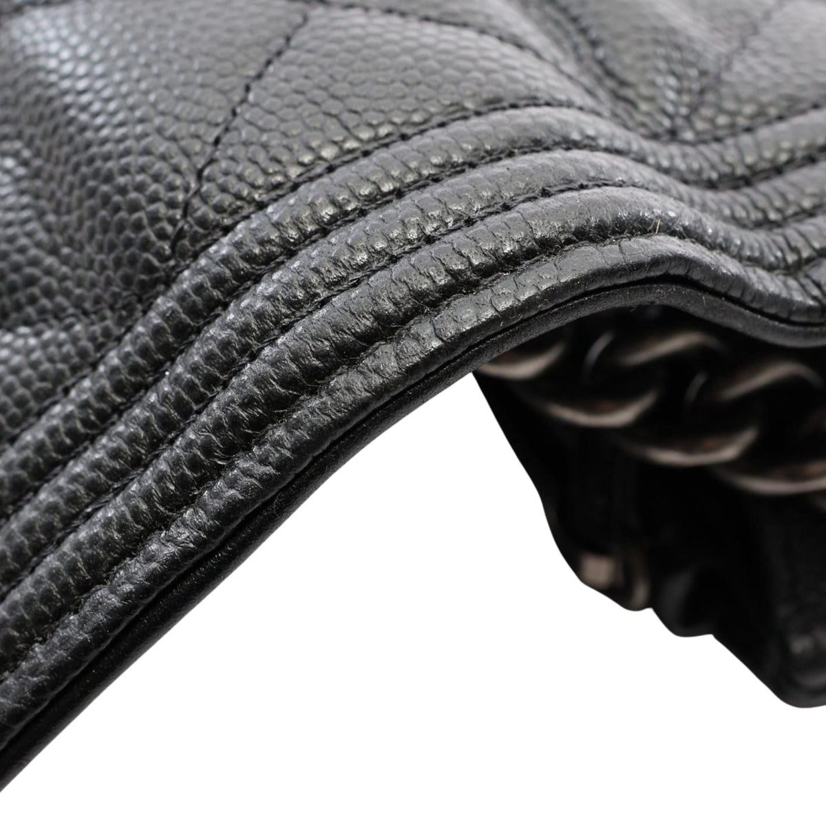 Chanel Quilted Caviar Boy Wallet on Chain — Black