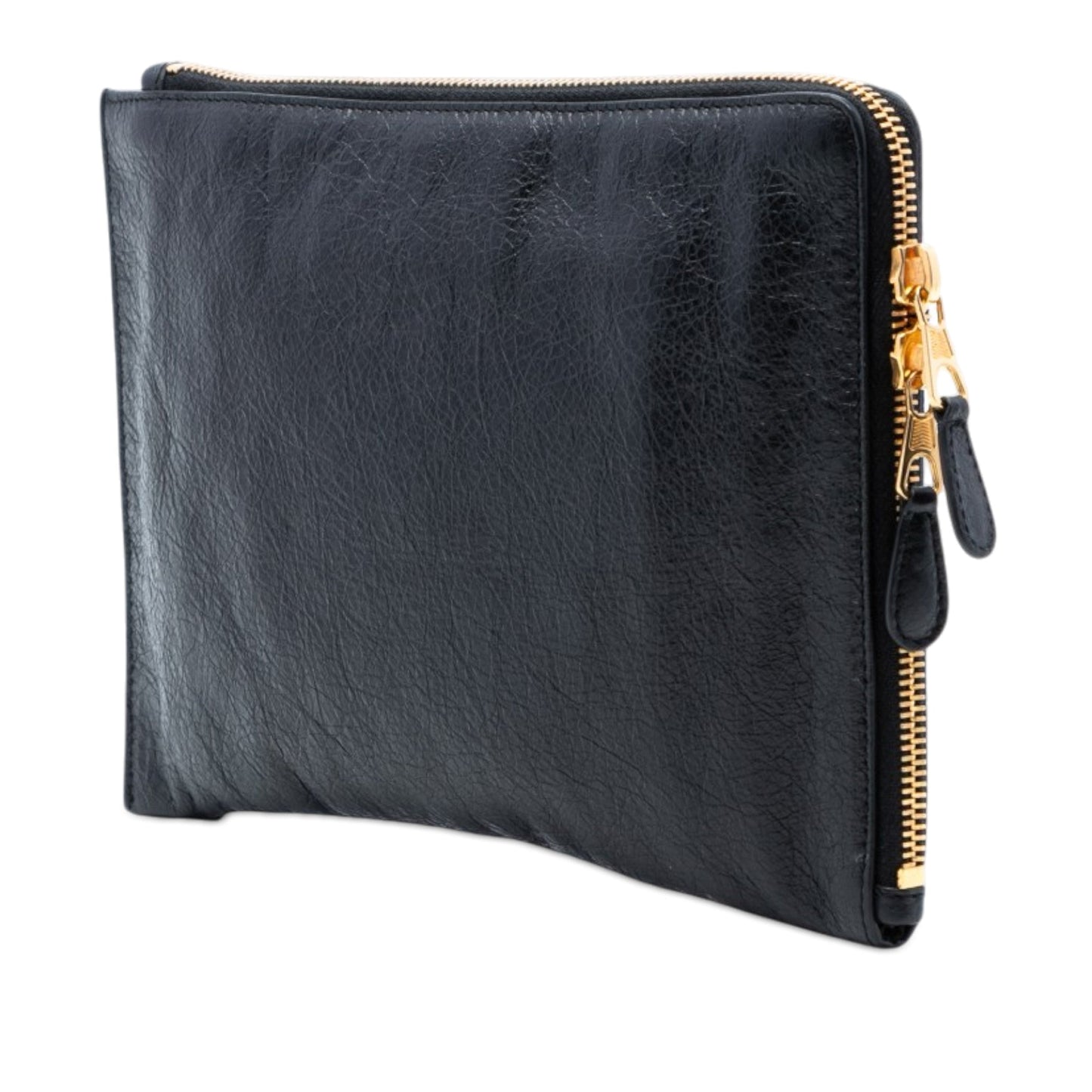 Balenciaga Lambskin Motocross Giant 12 Zip Around Flat Clutch