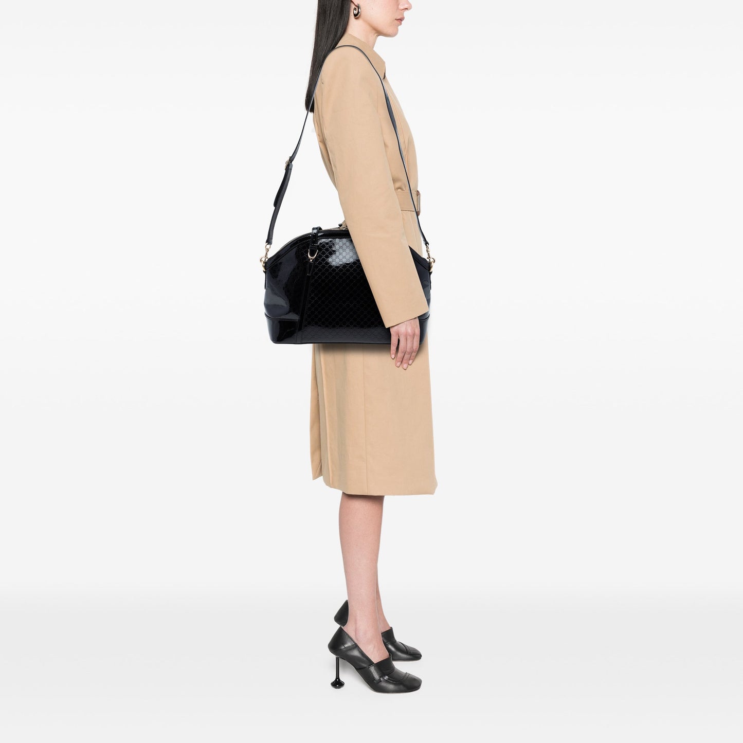 Large Microguccissima Patent Nice Dome Satchel