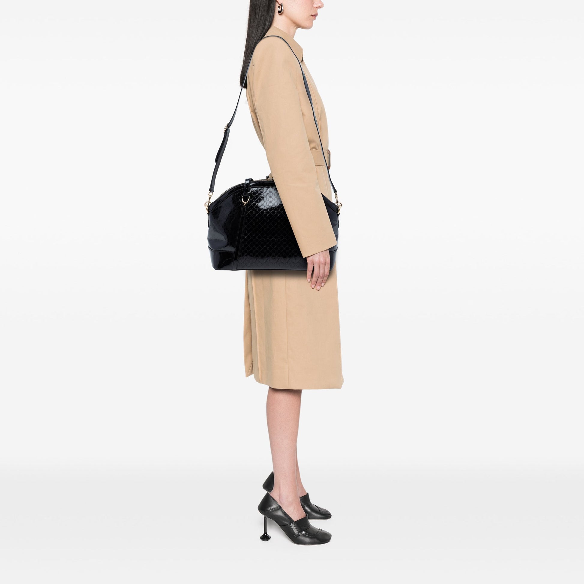 Large Microguccissima Patent Nice Dome Satchel