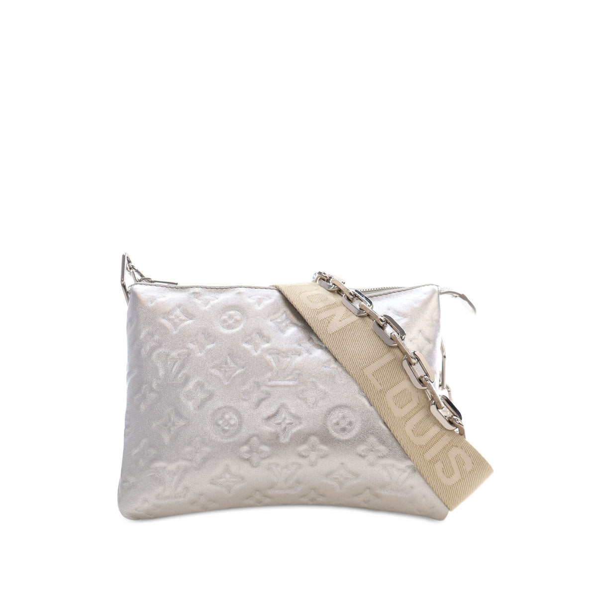 Louis Vuitton Monogram Embossed Puffy Lambskin Coussin PM — Silver
